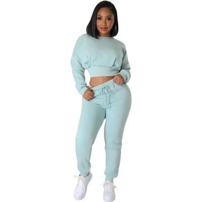 China Women's 2 Piece Set Crop Sweatshirt Breathable Sweatsuit Tracksuits for sale