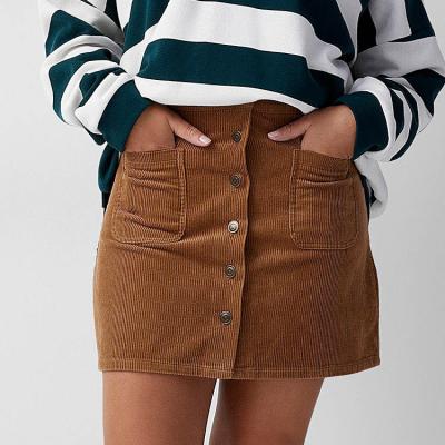 China OEM Anti-Static Service A Line Corduroy Mini Hot Girls In Pocket Skirt Shorts Skirts For Women for sale