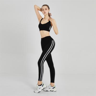 China Breathable hot new style sports bra and yoga pants set criss-cross high-impact padded sports bra cut quick-dry four-way stretch for sale