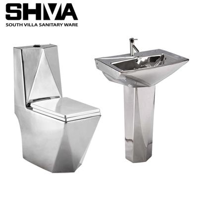 China Double-Flow Chinese Ceramic Commodity WC WC Electroplating Luxury Toilet for sale