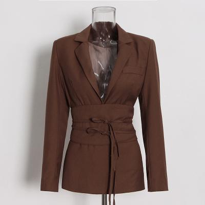 China JHOF005 Anytops Anti-Static Fashion Style Women Two Piece New Arrival Casual Brown Winter 2021 Suit And Pant for sale