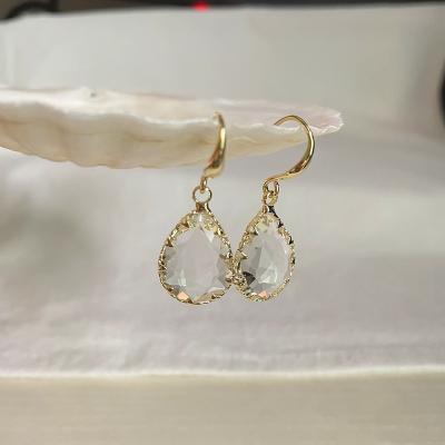 China Waterdrop Glass Gold Plated Earrings For Women 2021 Waterdrop Glass Gold Plated Earrings For Women 2021 Circle Clear Trapezoid Geometric Earrings Gold edged tasty drop earrings for sale