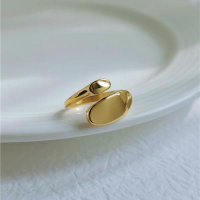 China Double Oval Circle Open Irregular Rings Double Circle Oval Open Irregular Stainless Steel Women 2021 Gold Plated Simply Minimalist Jewelry Rings 18K Anillos for sale