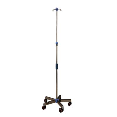 China Modern Five Legs With Casters High Quality IV Pole Mount Stainless Steel Infusion Stand for sale