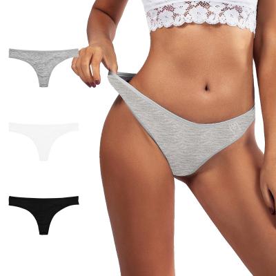 China High Elastic Customized Breathable Plus Size Comfortable Women Underwear Women Bikini Breathable G-String T-back Cotton Thongs for sale