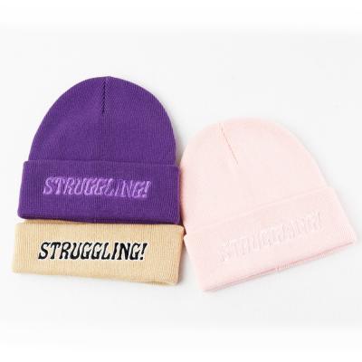 China Custom Logo Embroidery Winter Wind Proof COMMON Keep Beanie Hat Knitted Warm Knitted Beanie Hats For Women for sale