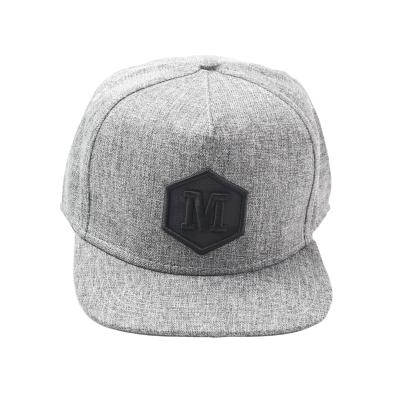 China Custom Snapback Hat Non Yupoong Snapback Gray Hats COMMON 5 Panel High Quality Custom Logo Hip Hop Hat for sale