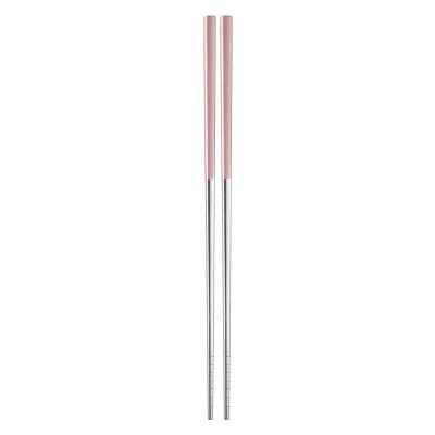 China Sustainable Pink Silver Metal Ti-plated 304 Stainless Steel Personalized Chopsticks For Wedding for sale