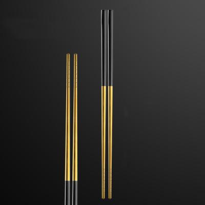 China Sustainable Customized Logo SuS304 Stainless Steel Metal Chopstick With Gold Titanium Plated Japanese Chopsticks for sale