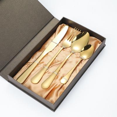 China Viable 18/0 Stainless Steel 1010-4-Piece Silverware Set Gift Box Packed Knife Fork Spoon Cutlery Flatware Set for sale