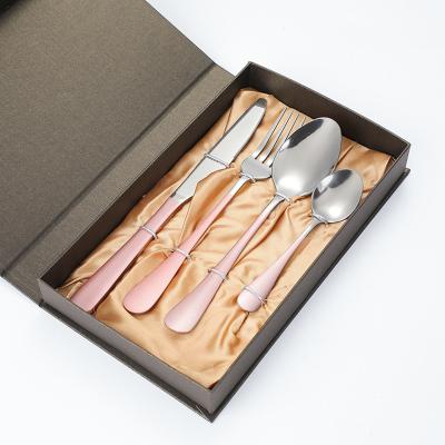 China 410 Stainless Steel Flatware Knife Fork Spoon 4-Piece Sustainable 1010 Cutlery Set For Wedding Party for sale