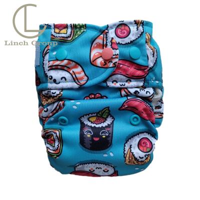 China LC-DD389 Pocket Baby Cloth Printed Reusable Cloth Diapers With Inserts for sale