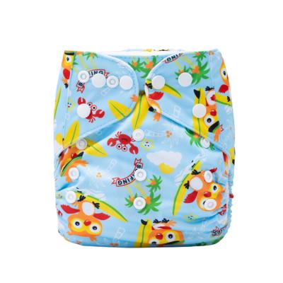 China LC-DD387 Cotton Baby Cloth Bamboo Inner Diaper AI0 Printed Soft Absorbent Diaper Washable All In One Diaper for sale