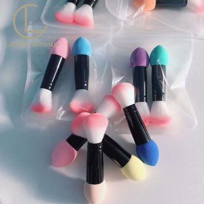 China Double Ended Soft Touch Makeup Brush Sponge With Powder Brush for sale