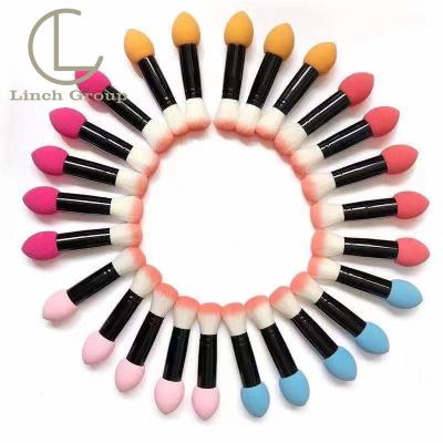 China Double Ended Soft Touch Makeup Brush Sponge With Powder Brush for sale