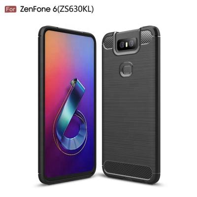 China Style:Business 2019 For ASUS Zenfone6 ZS630KL TPU Carbon Fiber Phone Case Shockproof Brush Back Cover For Zenfone Max Shot Wholesale Hot for sale