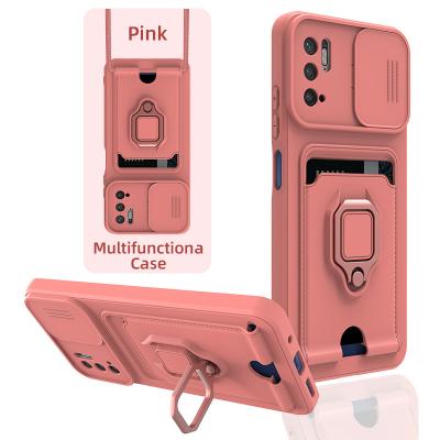 China Multifunctional Ring Design Metal Kickstand Slide Camera Lens Finger Cover Shockproof Mobile Phone Case For Vivo Y72 5G/Y52S/Y31S for sale