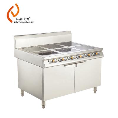 China Hotel Stainless Steel Heavy Duty 6 Burner Commercial Induction Cooker with Cabinet for Hotel and Cooking Kitchen Made in Foshan for sale