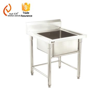 China Without Faucet Commercial Hot Selling Kitchen Sink Table / Running Table With Sink for sale