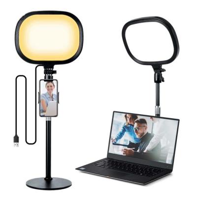 China Table Top Desktop PORTABLE Selfie Ringlight Conference Led Video Flat Light Ring Light For Youtube Live Tik Tok Computer Laptop Show for sale