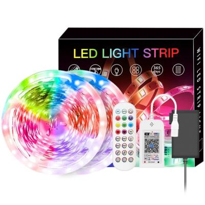 China Amazon Home Control Alexa Google Home Music Sync Remote Sound Strip Wifi IP20 IP65 Waterproof 5050 RGB LED Smart Strip Lights for sale