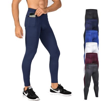 China Wholesale New Arrival Antibacterial Men Fitness Leggings With Pocket Running Gym Leggings Sports Fitness for sale