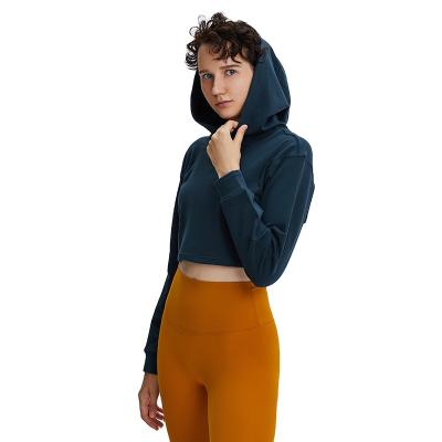 China Antibacterial Custom Fitness Hoodie Jacket Cropped Jacket Women Activewear Women for sale