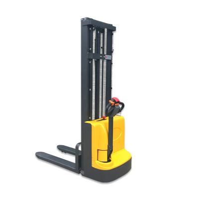 China 1ton Semi-automatic Forklift Walking 1.6m Electric Pallet Stacker Jack With Weight Scale Te koop