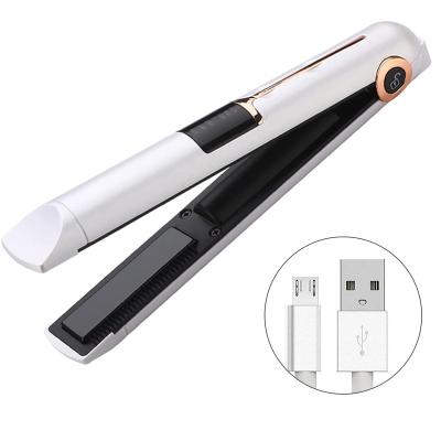 China 360Â ° Ceramic Swivel Cord USB Wireless Charger Iron Mini Cordless Portable Hair Straightener Private Label for sale