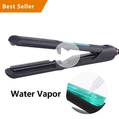 China LCD Temperature Display Steam Hair Straightening Brush Customized LCD Flat Iron Comb Hair Straightener for sale