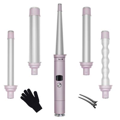 China 5 Curling Iron 1 1/2 Inch Interchangeable Curling Wand Barrels Hair Curlers For Short And Curling Long Hair Tool Kit for sale