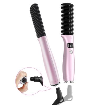 China Best Safety Cordless Hair Straightener Brush Low Moq Professional Mini High Quality Ceramic Low Price High Quality Straighten Brush for sale