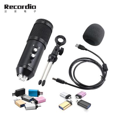 China Perfect Professional Realtime Sound Computer USB Studio Condenser Microphone Monitor Earphones GAM-U04 with Microphone Stand for sale