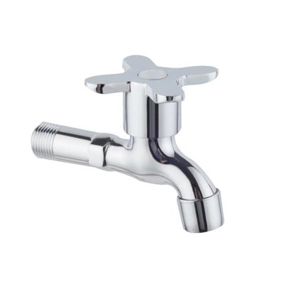 China Modern Cheap Single Chrome Steel Cold Water Zinc Pillar Wall Bibcock Faucet for sale