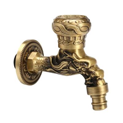 China Zinc Traditional Antique Animal Carved Shape Faucet Mop Pool Sink Wall Taps Garden Dragon Bibcock Washing Machine for sale