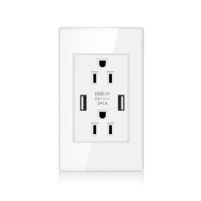 China Convenient Standard 2 Strip American Canada Wall Outlet USB Safety Electrical Outlet With 2 USB Ports for sale