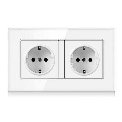 China With 1.4mm iron plate/with claw EU standard German wall power socket double socket AC220~250V 16A wall socket AC220~250V 16A double wall socket mounting for sale