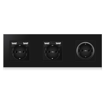 China Convenient Safety NOVSKI PC Hardware 258*86mm German Popular Triple Wall Sockets + 4 USB Outlets for sale