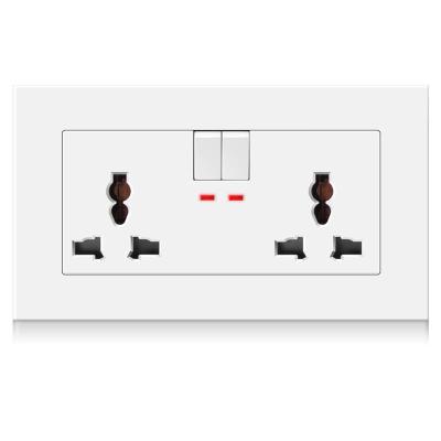 China Dual Dual USB Ports Outlet Universal PC Electrical Panel Dual USB 3 Hole Charging Wall Socket With 2 Gang Switches for sale