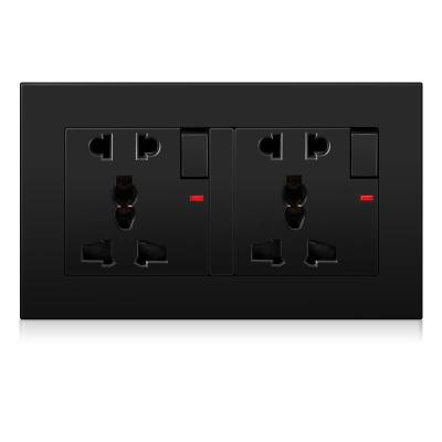 China Durable 5 Hole 146*86mm Universal Outlet PC Electrical Panel Double Wall Socket Plus 2 Rocker Switches for sale