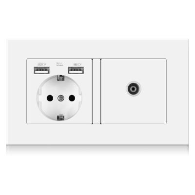 China Convenient Safety NOVSKI German Plastic Panel USB Factory Customized Double Wall Socket + One TV Outlet for sale