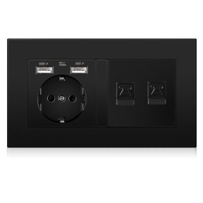 China Convenient safety NOVSKI 220V factory customized | 250V, German 16a USB wall socket with 2 telephone sockets for sale