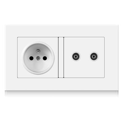 China 146*86mm Switch Professional Factory Compatible French Wall Socket With Dual TV Outlets for sale