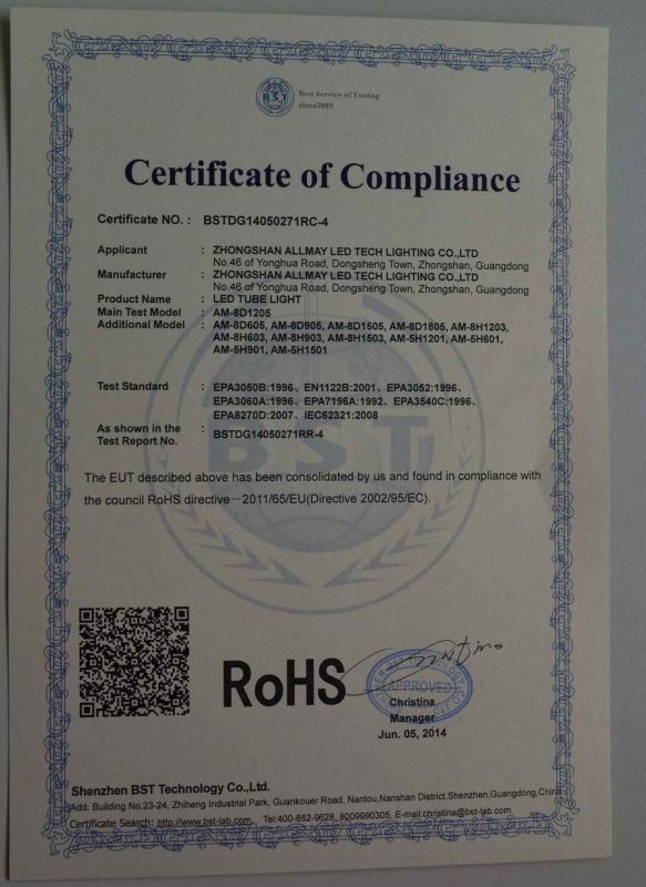 RoHS - Zhongshan Allmay Electronic And Plastic Technology Company Limited