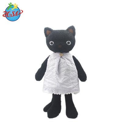 China Custom Plush Black Cats Plush Dressed Doll Stuffed Animals Plush Toy for sale