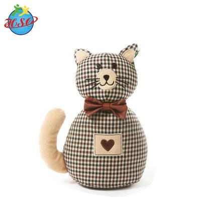 China New Modern Design Plaids Cat Plush Door Stops Plush Door Stopper for sale