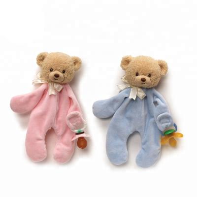 China BPA Free Baby Plush Pacifier Clip Teddy Bear Comforter Clip for sale