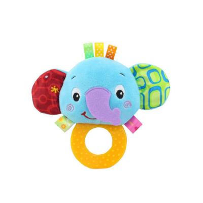 China Mini Stuffed Elephant Baby Teether Toys Custom Plush Baby Teether Soft Cute Funny Animal Rattle Toys for sale