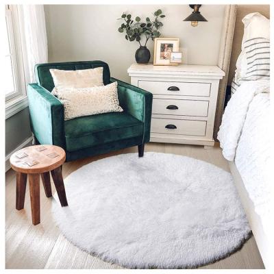 China Bedroom Shaggy Circular Braided Floor Mat Fluffy Circle Round Rug Carpet For Kids Room for sale