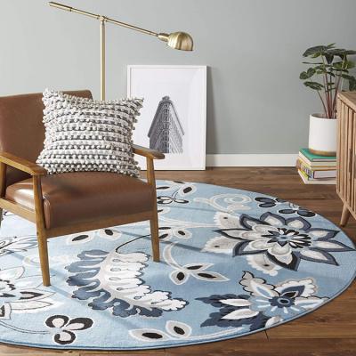 China Living Room Bedroom Decor Jacquard Weave Rug Printing Round Floor Carpet Contour Mat for sale